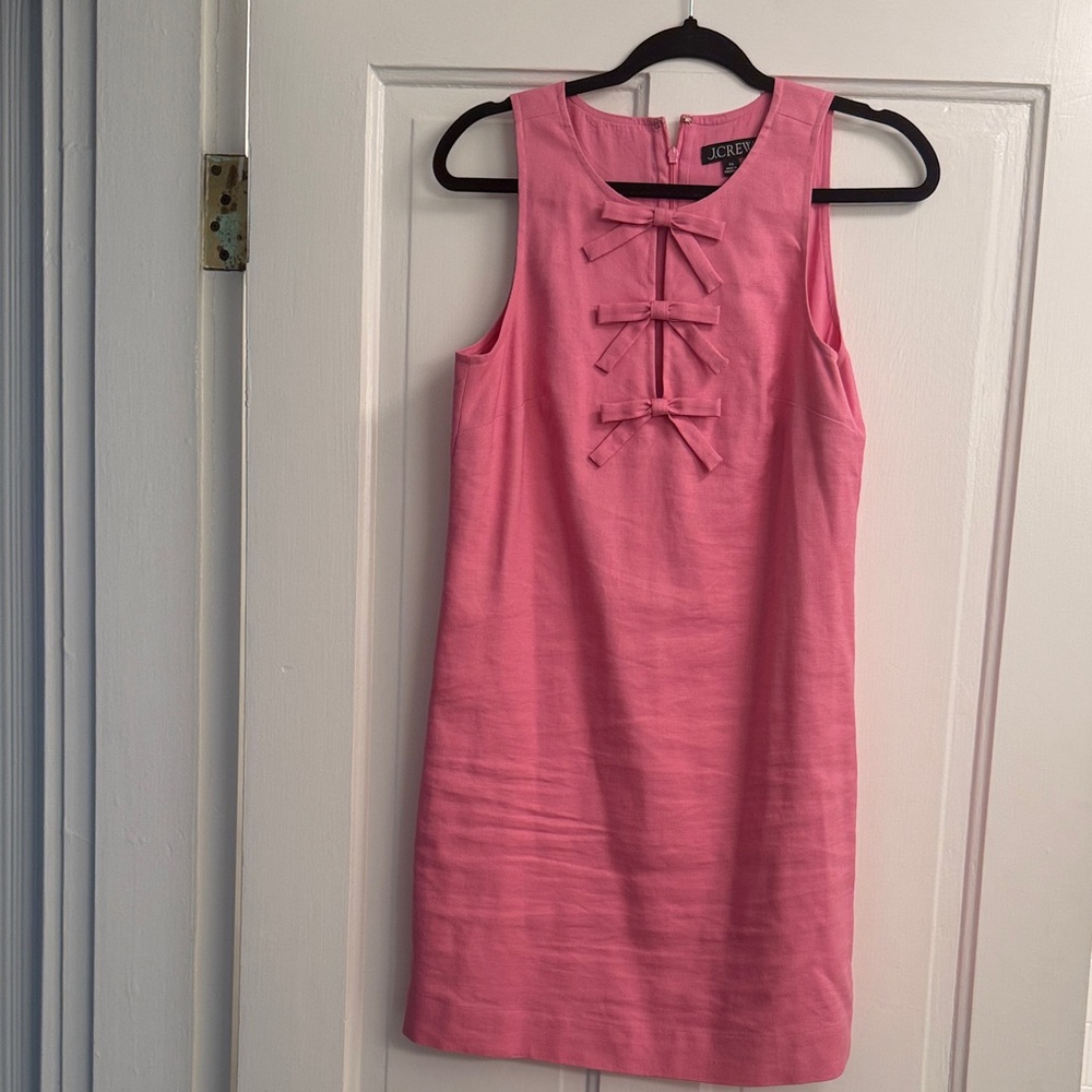 J. Crew Pink Sleeveless Shift Dress with Front Bows